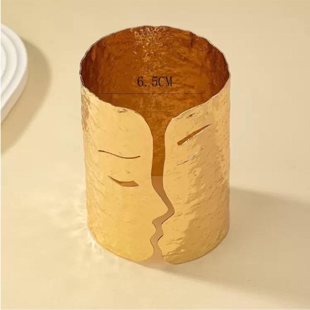 Nocturne Gold Sculpted Face 
Cuff Bracelet - Picture 4 of 4